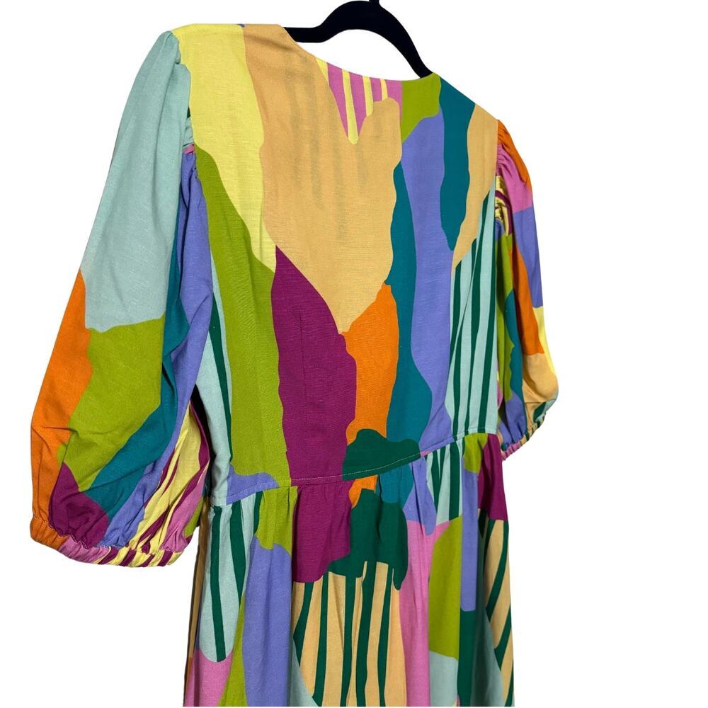 CROSBY by MOLLIE BURCH Emilie Dress Fields Tie Front Cutout Colorful Dress NWT S - Picture 9 of 12